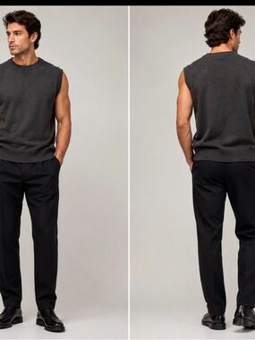 Men's Black Cashmere Sleeveless Sweater Vest